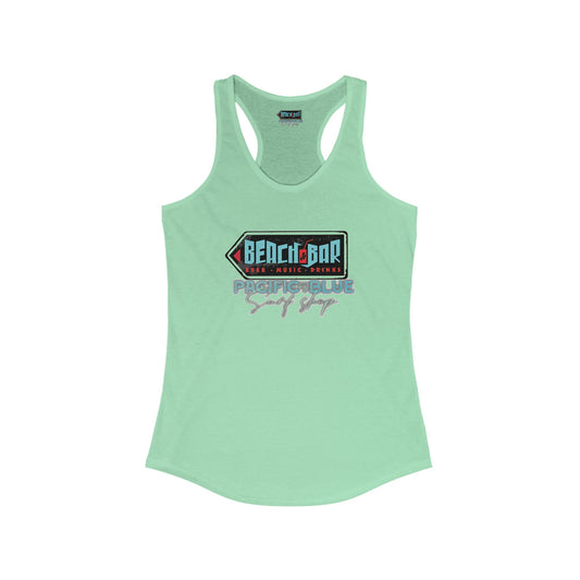 Beach Bar 2/ Pacific Blue Surf Shop/WCI Racerback Tank Top