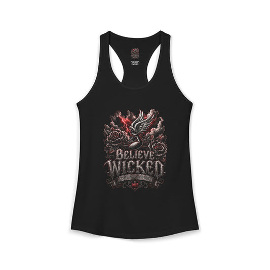 Wicked Clothing Industries " Wings of Redemption" Believe Women's Racerback Tank