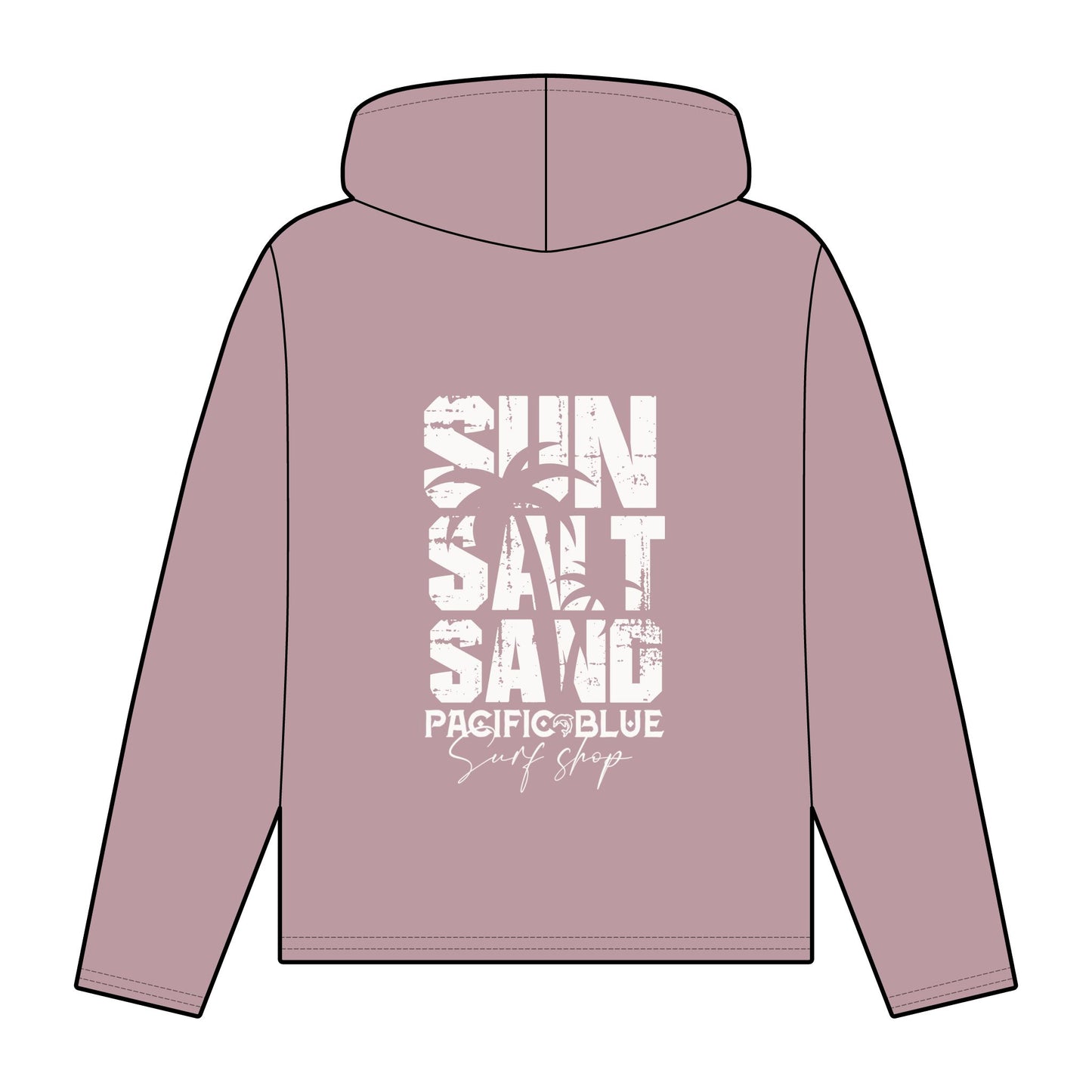 Pacific Blue Surf Shop / 2025/ Sun Salt Sand/ White/ Women's Organic Relaxed Fit Hoodie