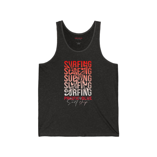 Surfing Red White Swirl 1/ Pacific Blue Surf Shop /WCI/ Tank Top