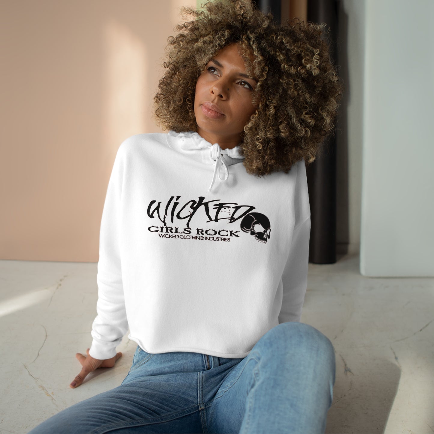 Wicked Girls Rock /Black & White /Crop Hoodie