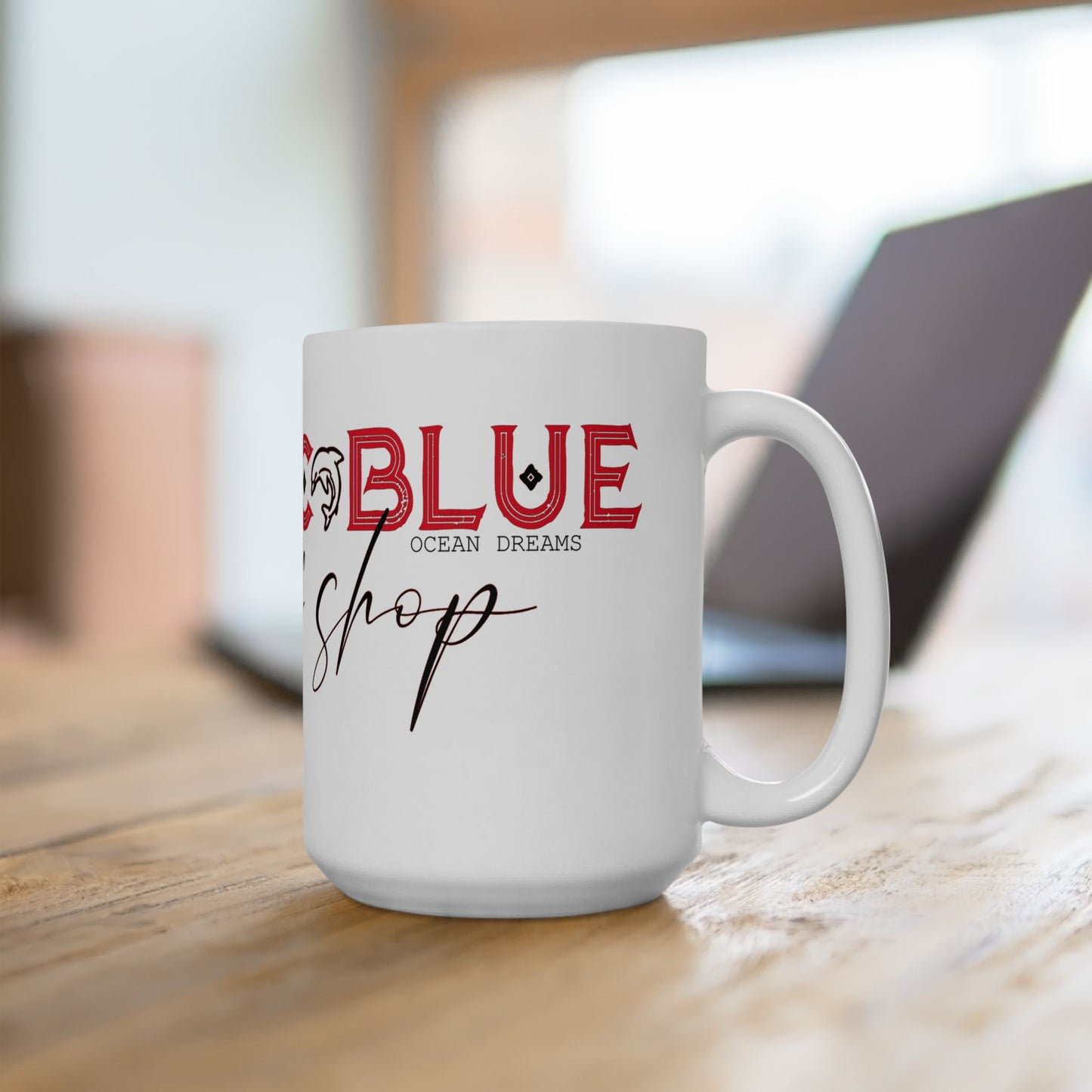 Pacific Blue Surf Shop / Bold Red 1 / White Mug