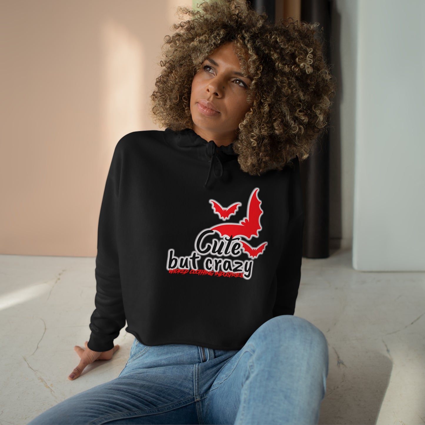 Cute, But Crazy /Black/Crop Hoodie