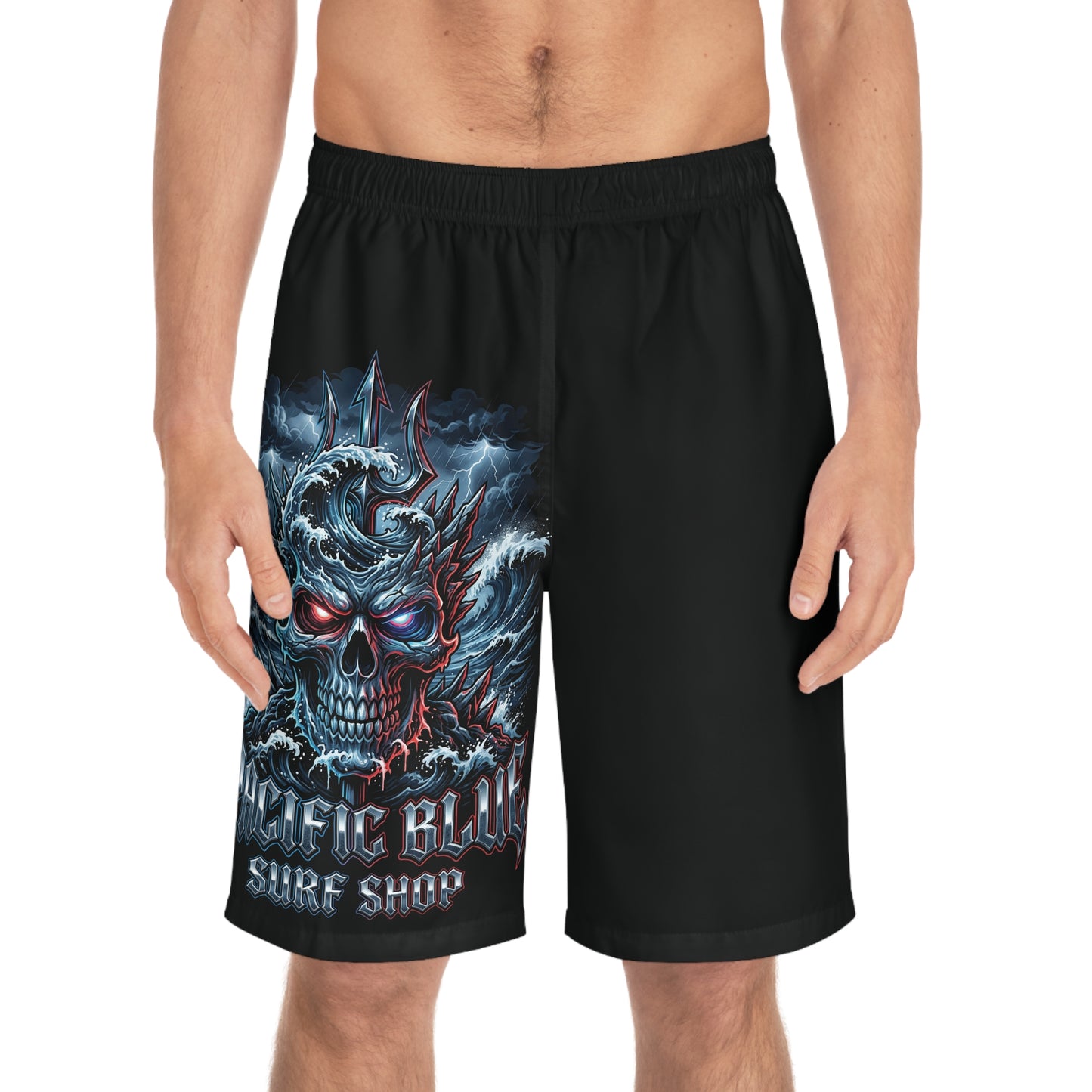 Pacific Blue "Titan" Chrome Skull | Men's Board Shorts