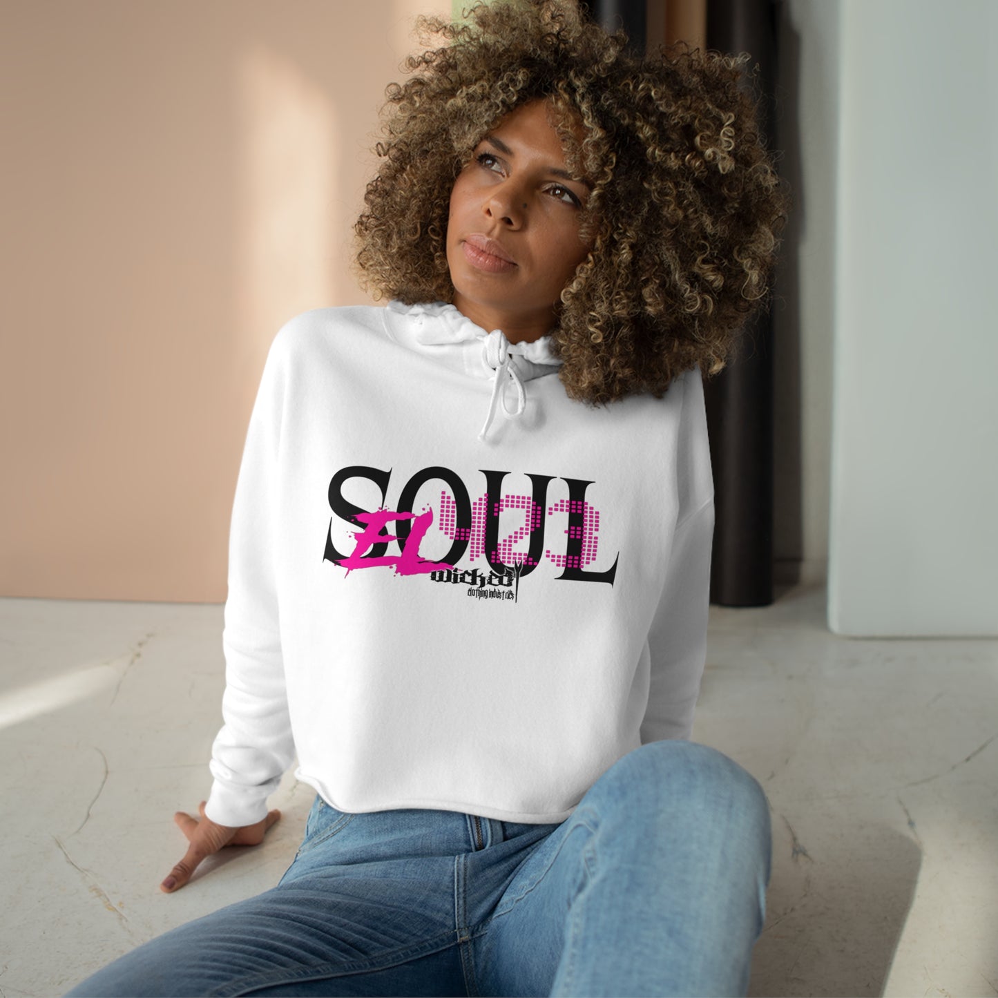 EL 423 Soul Hot Pink/White Crop Hoodie 2