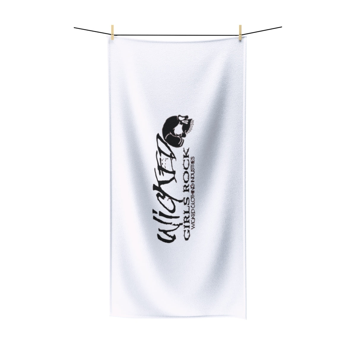 Polycotton Towel Wicked Girls Rock Black