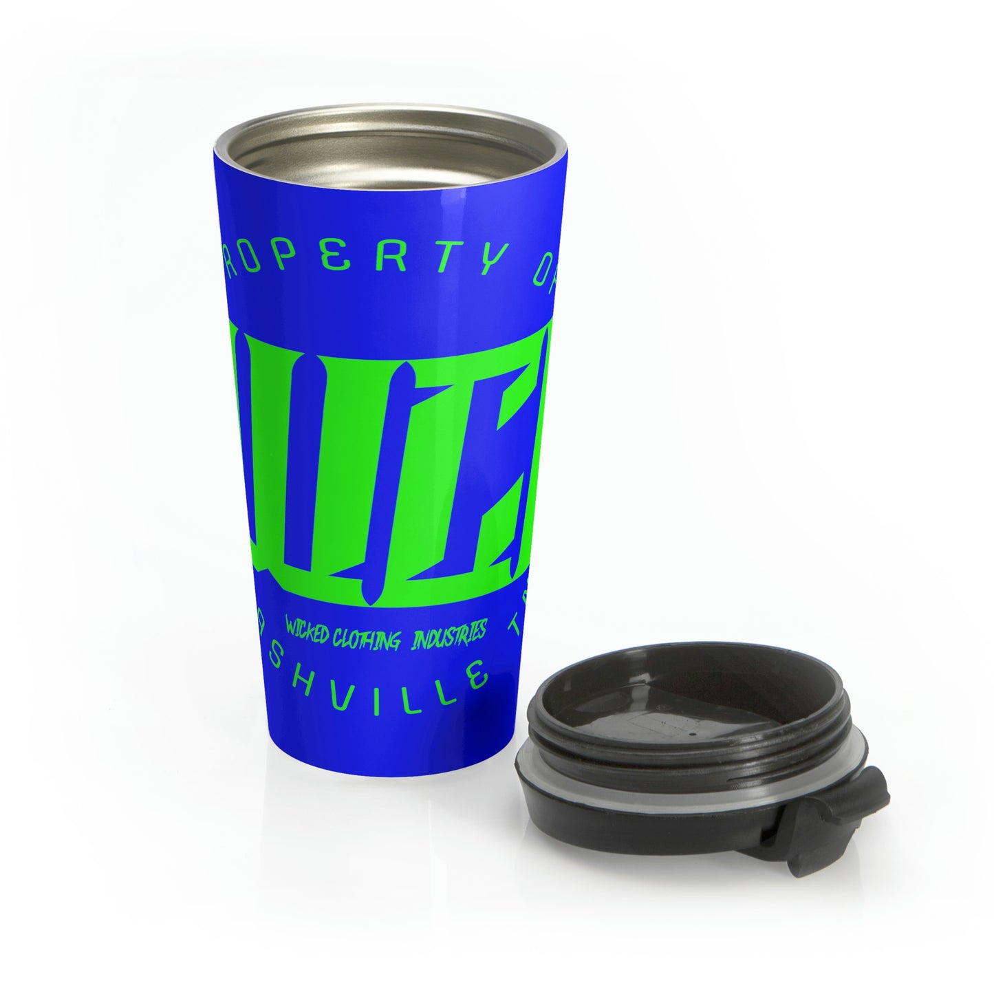 WCI/Neon Green/Royal Blue/Stainless Steel Travel Mug