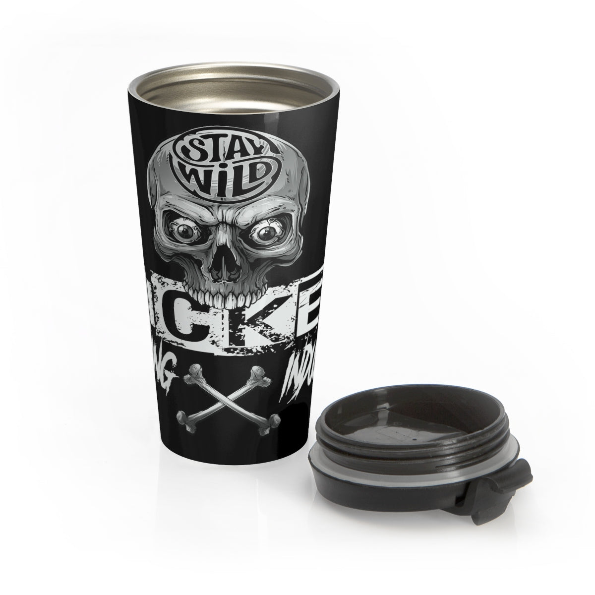 Stay Wild 4/ Black N White/ Stainless Steel Travel Mug