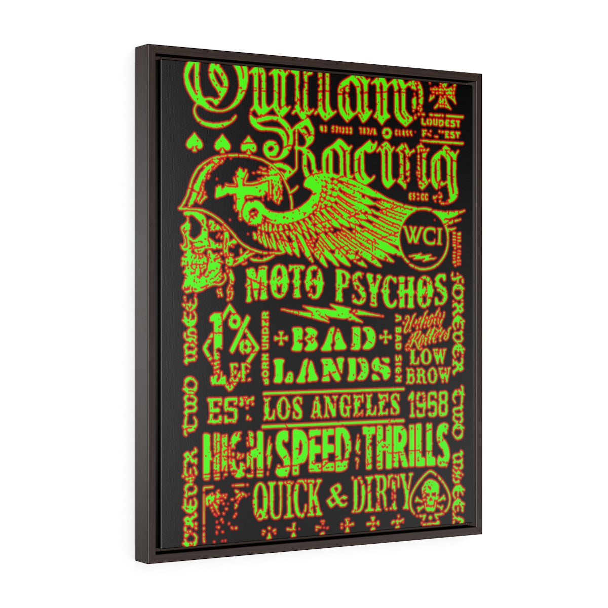 Outlaw Racing/Green/Red/Vertical Framed Wrap Canvas