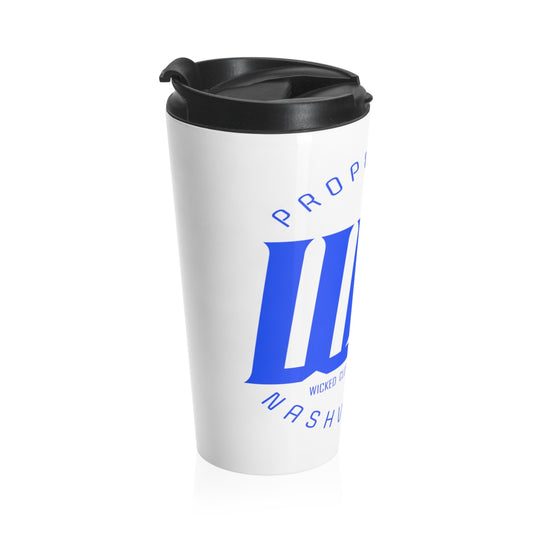 WCI/White N Blue/Stainless Steel Travel Mug