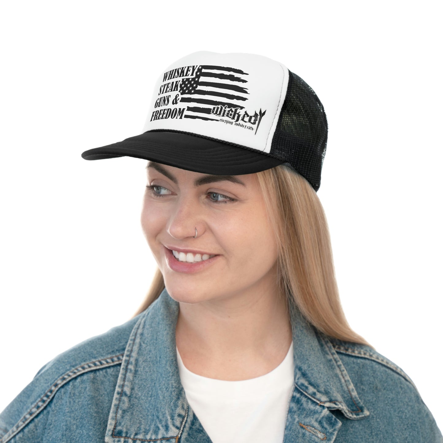 Whiskey Steak Guns Freedom Trucker Hat