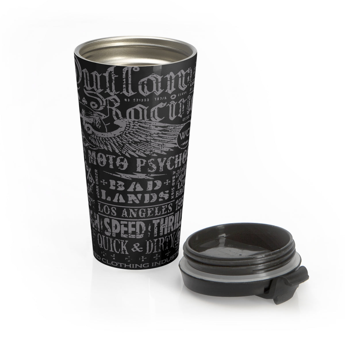 Outlaw Racing/ Grey/Stainless Steel Travel Mug