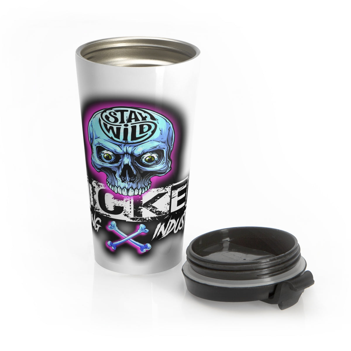 Stay Wild 1/ White/Stainless Steel Travel Mug