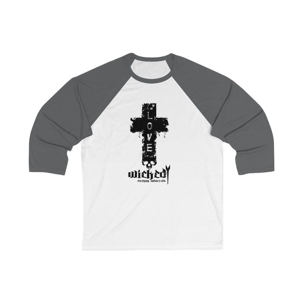 LOVE/ Black Sleeve White Body /3/4 Sleeve Baseball Tee