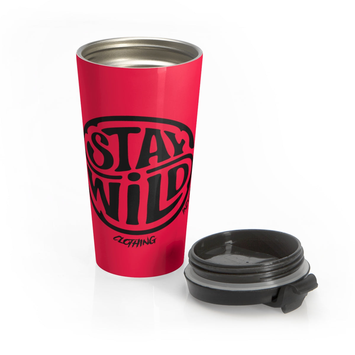 Stay Wild/ Red N Black Stainless Steel Travel Mug