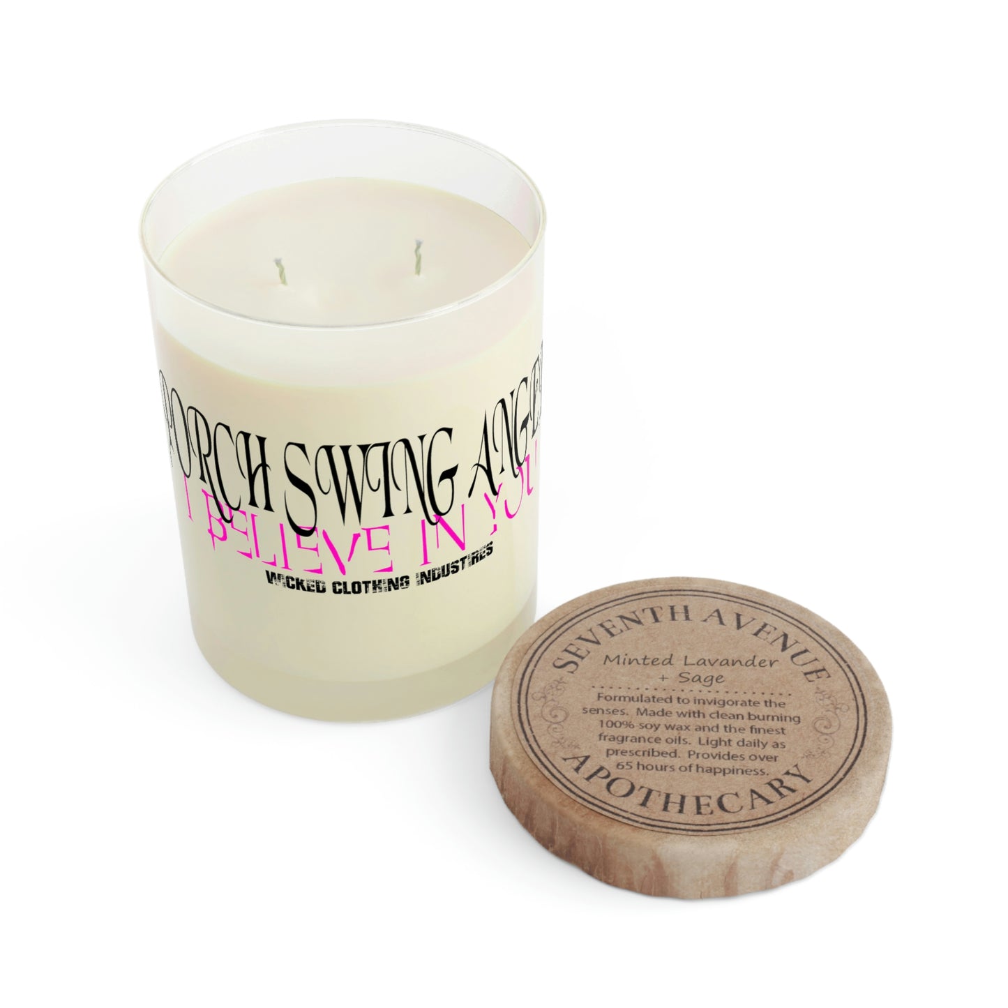 Porch Swing Angel Pink on Glass /Scented Candle, 11oz