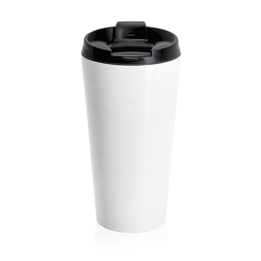LOVE/Black on White Stainless Steel Travel Mug