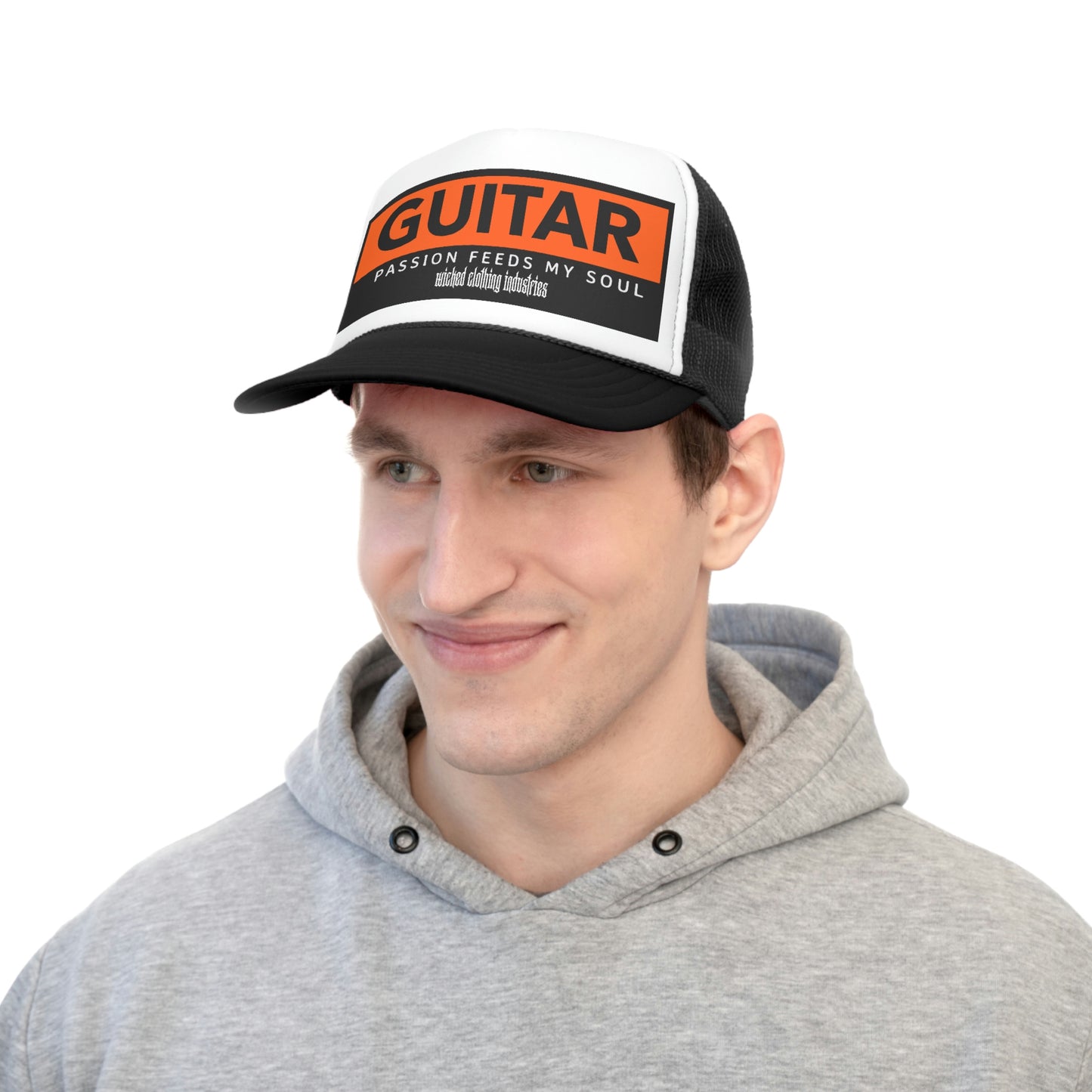 Guitar Passion Feeds My Soul Orange Trucker Hat