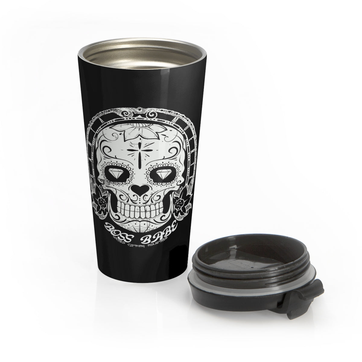 BOSS BABE/ White/Stainless Steel Travel Mug