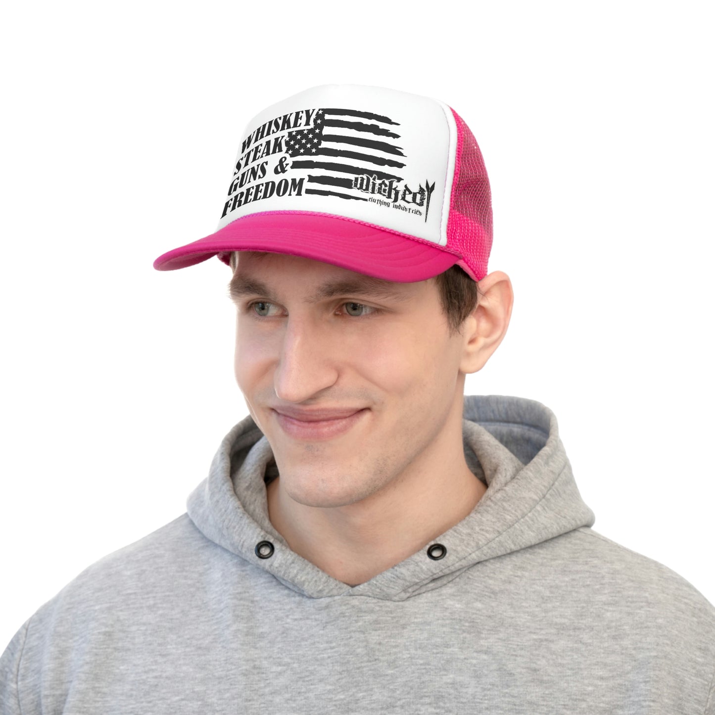 Whiskey Steak Guns Freedom Trucker Hat