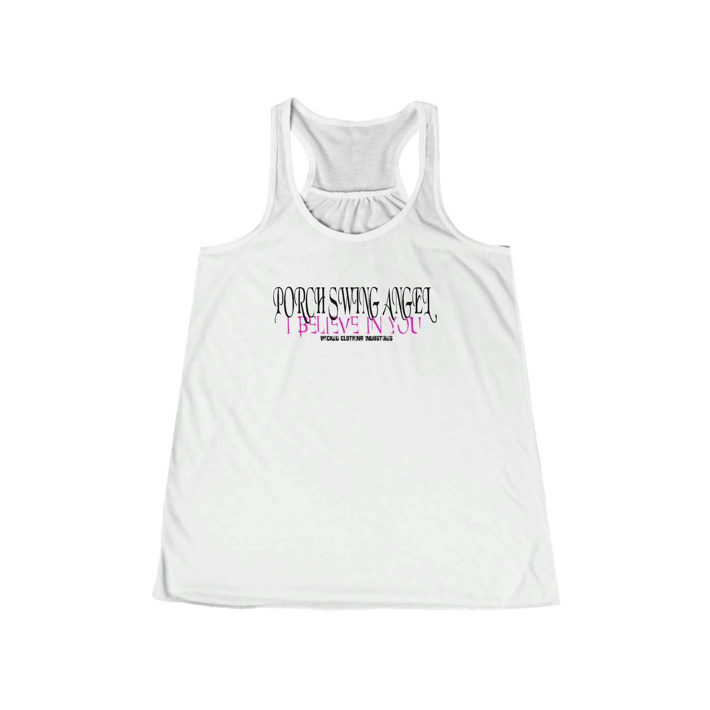 Porch Swing Angel 2 / Pink E.L. Flowy Racerback Tank