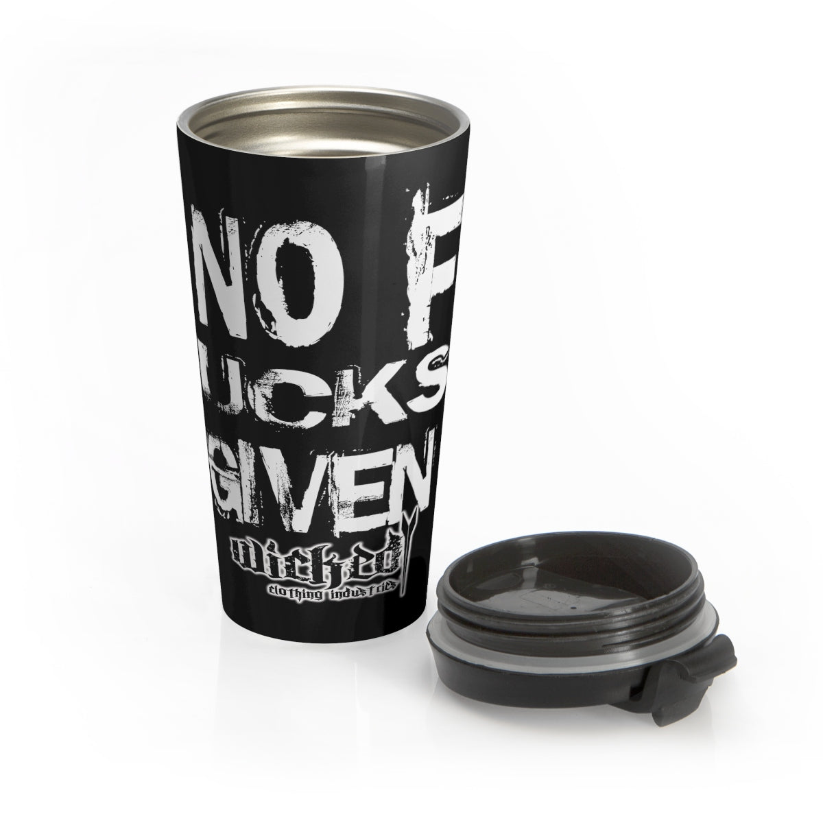 No Fucks Given/ White/Stainless Steel Travel Mug