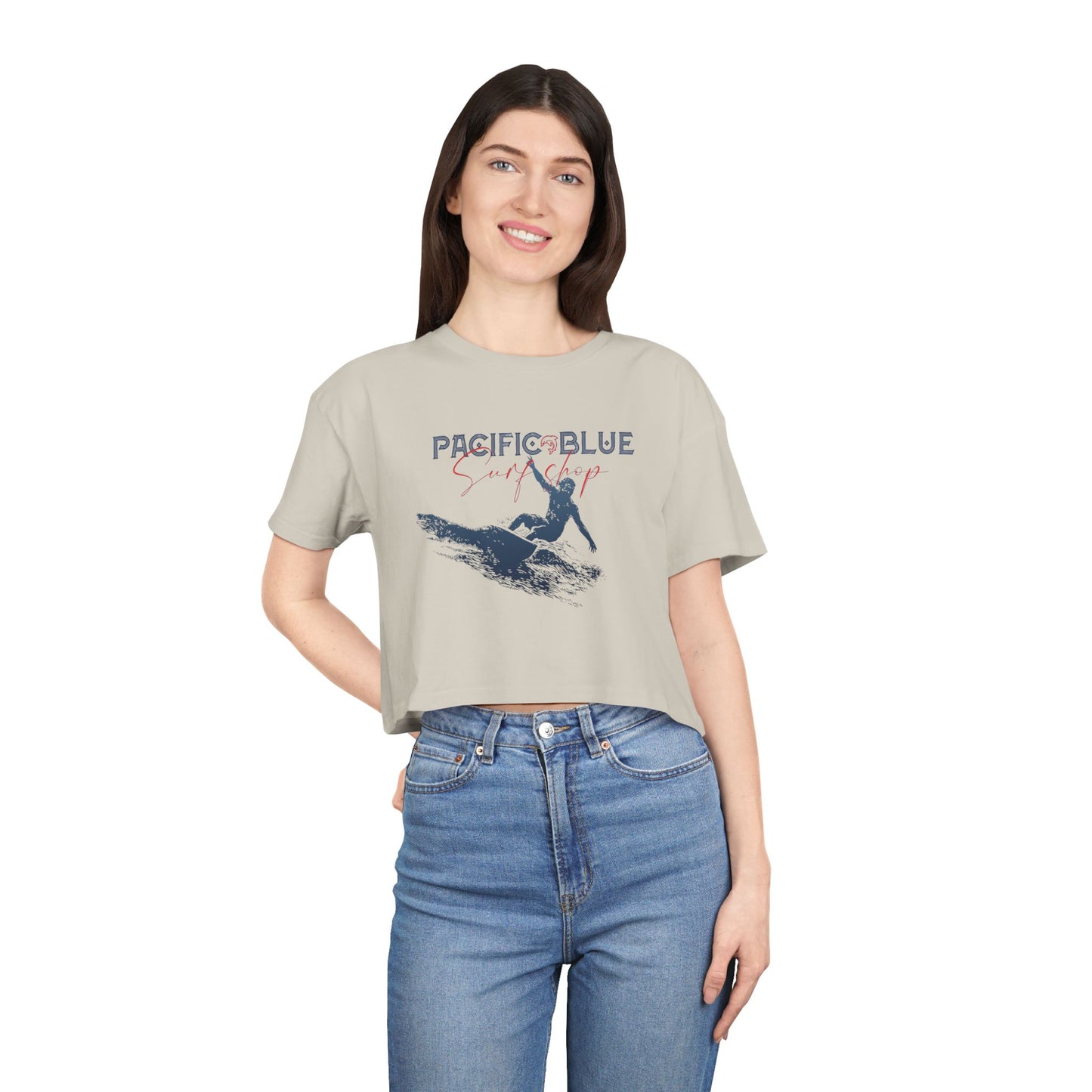Ocean Breeze/ Pacific Blue Surf Shop/ Women's Crop Tee