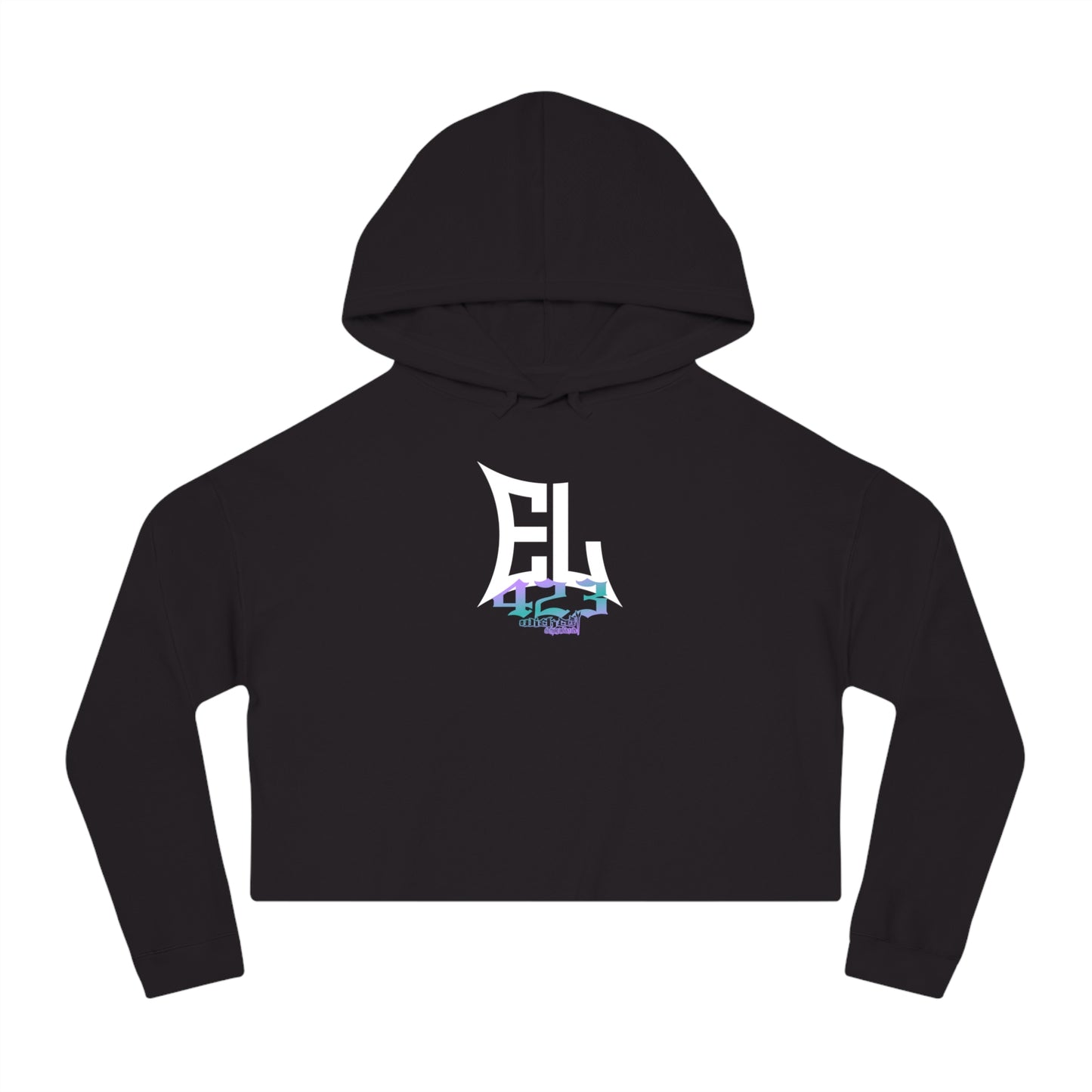 EL423 Purple Teal Bold/ Cropped Hoodie