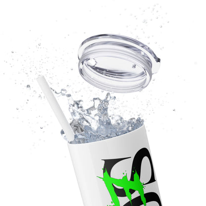 EL423 Soul Neon Green/ White/ Skinny Tumbler with Straw, 20oz