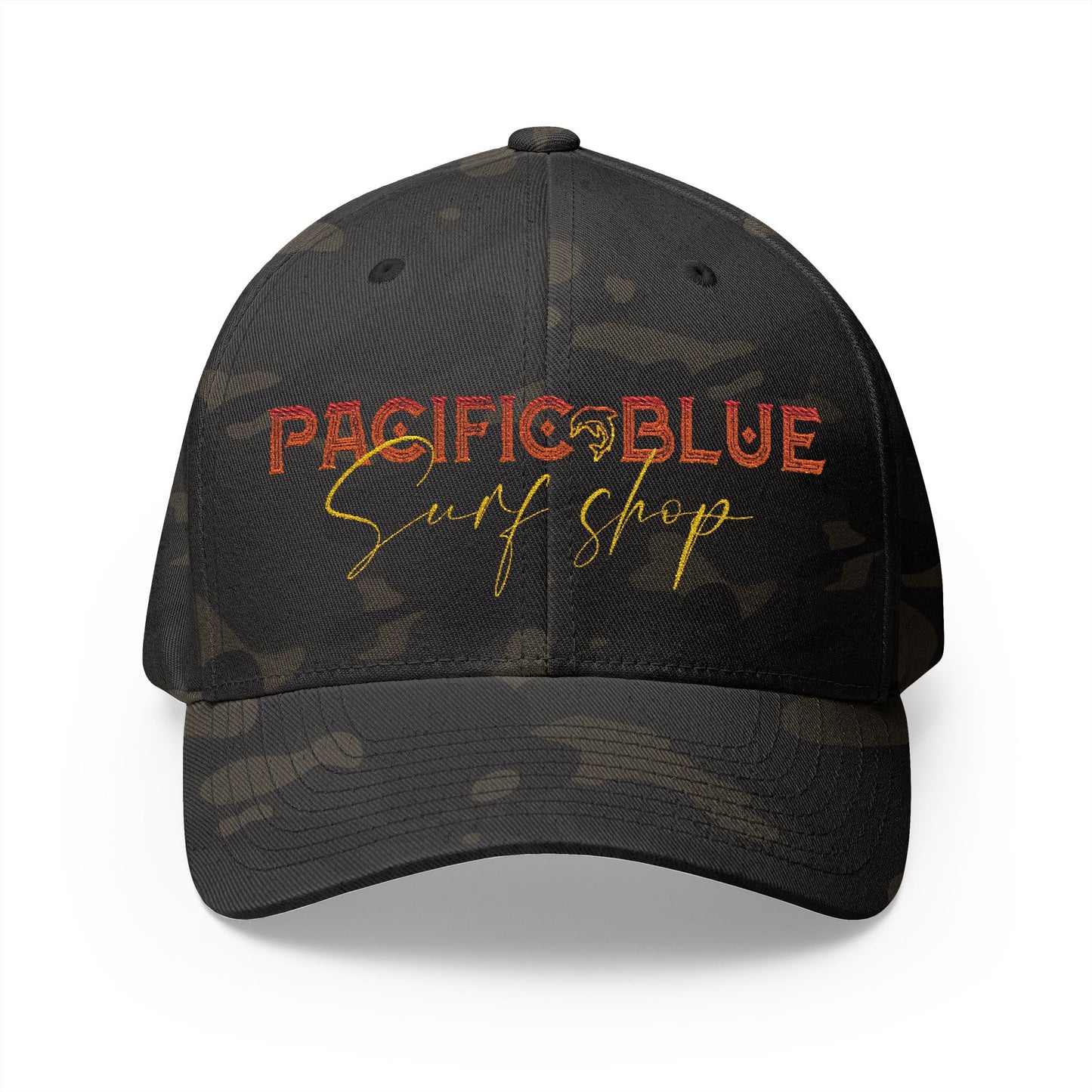 Pacific Blue Surf Shop Sunset Logo Fitted hat  (Embroidery)