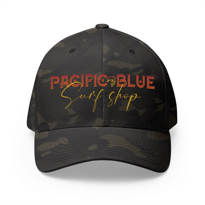 Pacific Blue Surf Shop Sunset Logo Fitted hat  (Embroidery)