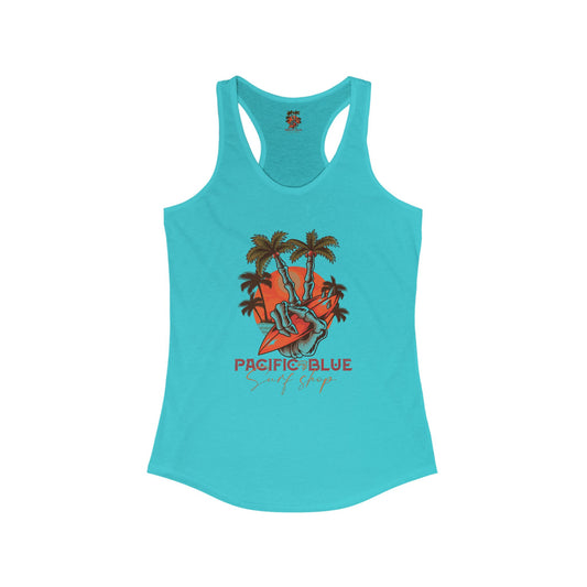 Peace Sign 1/ Pacific Blue Surf Shop/WCI Racerback Tank Top