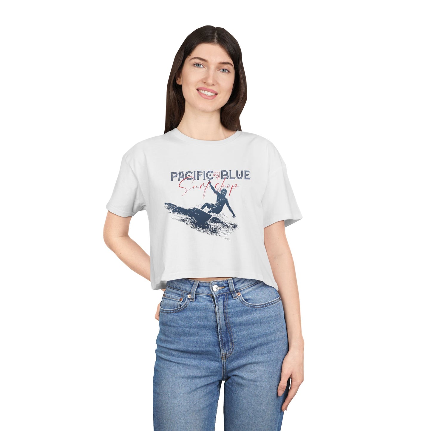 Ocean Breeze/ Pacific Blue Surf Shop/ Women's Crop Tee