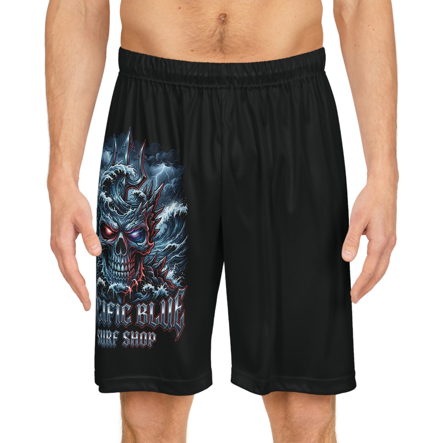 Pacific Blue "Titan" Chrome Skull /Basketball Shorts /WCI
