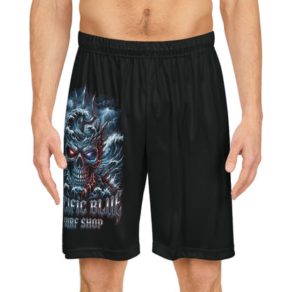 Pacific Blue "Titan" Chrome Skull /Basketball Shorts /WCI