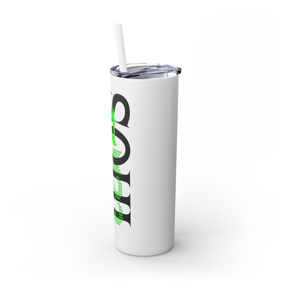 EL423 Soul Neon Green/ White/ Skinny Tumbler with Straw, 20oz