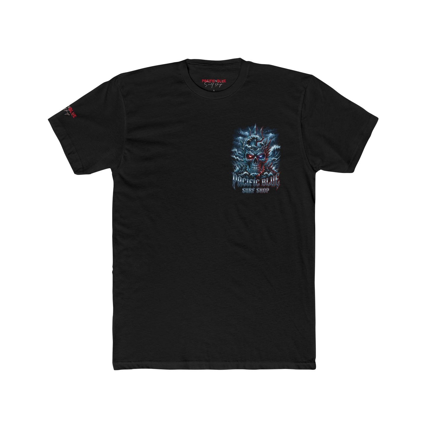The "Titan" Chrome Skull Tee - Pacific Blue Surf Shop/ Cotton Crew Tee/WCI