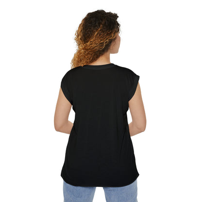 Fight For Love White with Red  Flowy Rolled Cuffs Muscle Tee