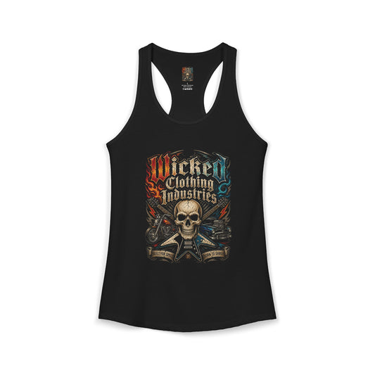 Wicked Clothing Industries "Built For Speed, Born to Shred." Racerback tank