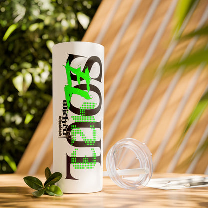 EL423 Soul Neon Green/ White/ Skinny Tumbler with Straw, 20oz