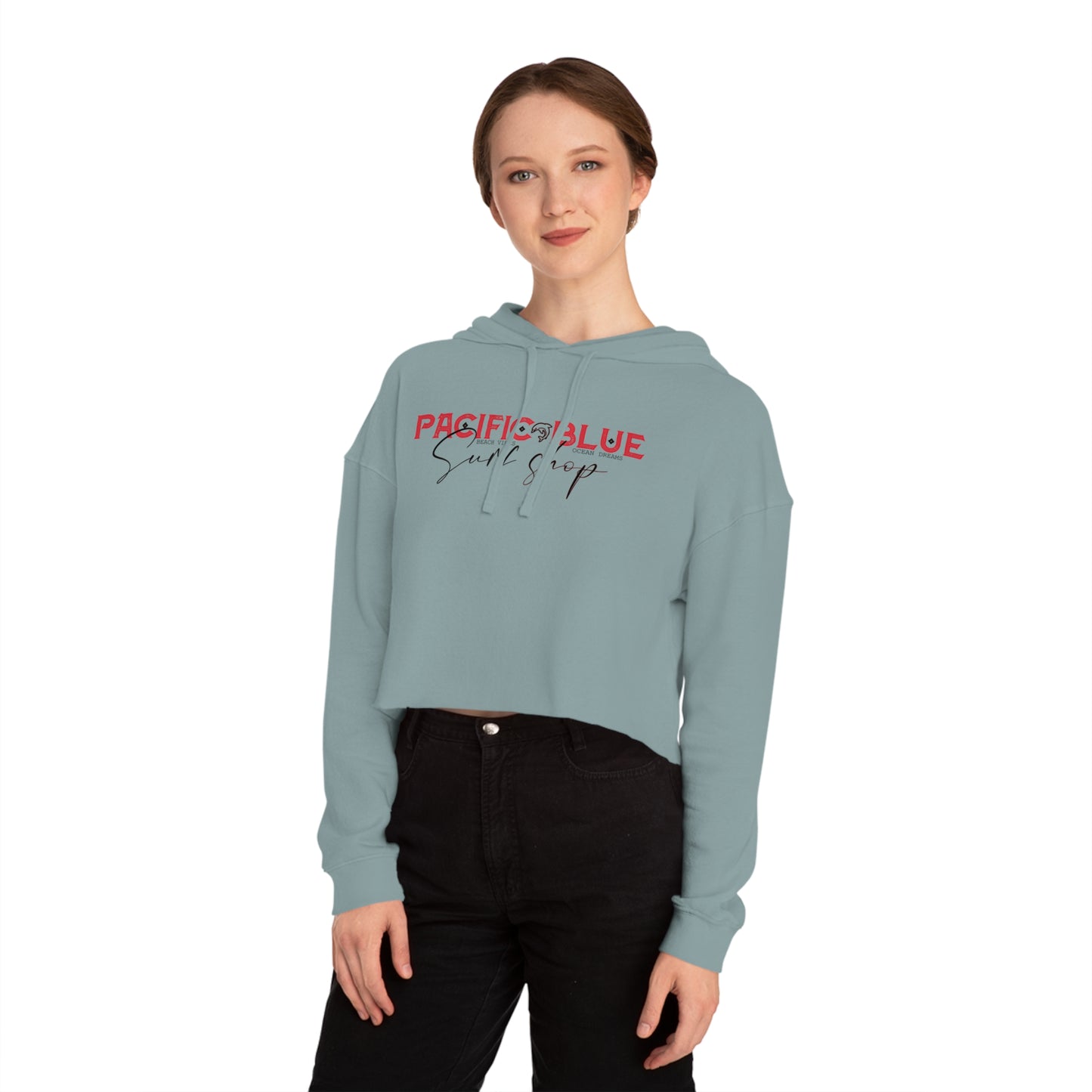 Beach Vibes, Ocean Dreams/ Pacific Blue Surf Shop/ WCI Women’s Cropped Hoodie