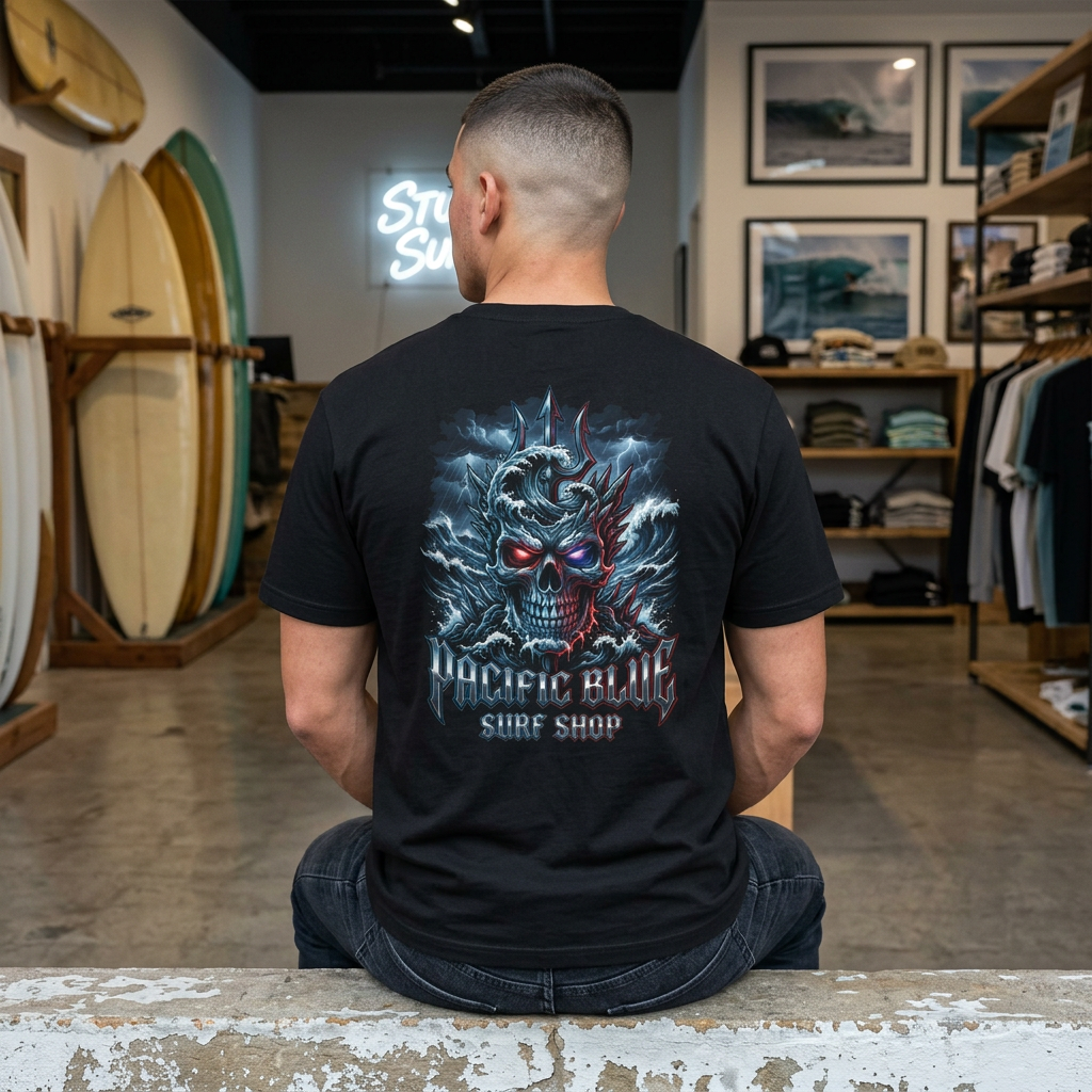 The "Titan" Chrome Skull Tee - Pacific Blue Surf Shop/WCI