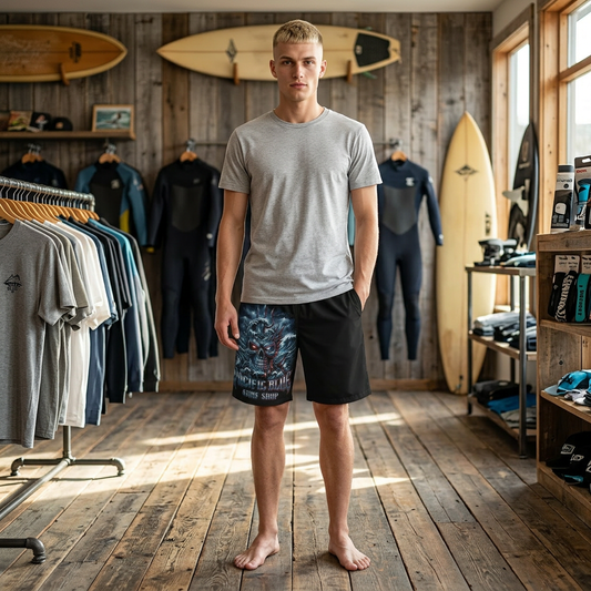 Pacific Blue "Titan" Chrome Skull | Men's Board Shorts