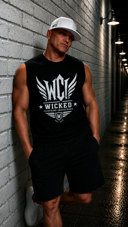 Wicked Clothing Industries  "Signature Winged Skull Crew" T-Shirt