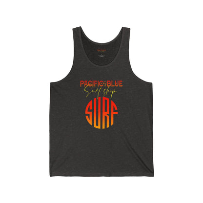 Pacific Blue Surf Shop Sunset Surf 1 / Black  Jersey Tank
