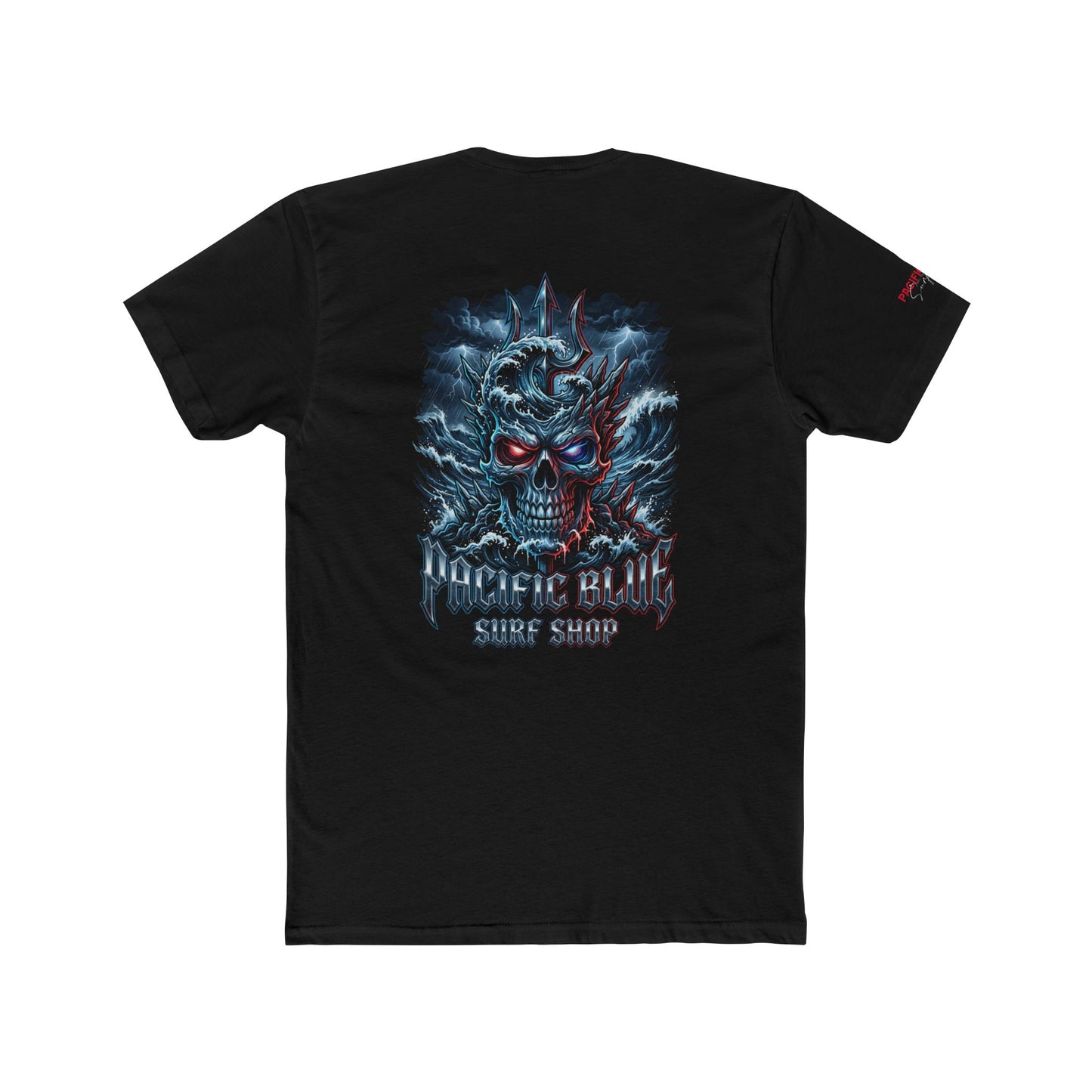The "Titan" Chrome Skull Tee - Pacific Blue Surf Shop/ Cotton Crew Tee/WCI