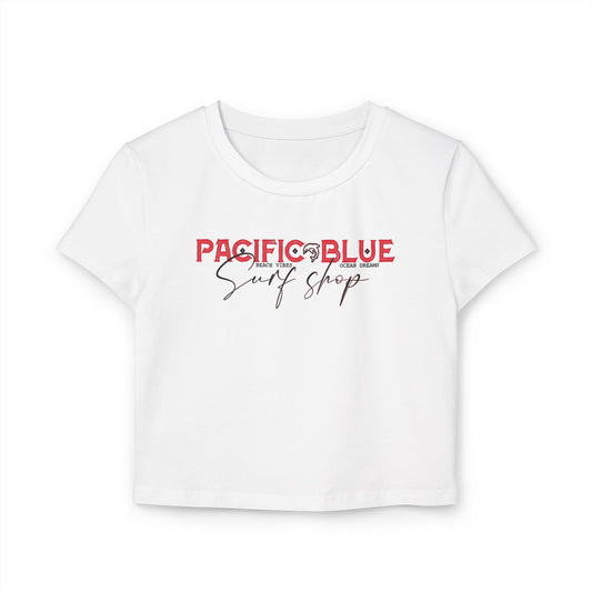 Pacific Blue Surf Shop/ Beach Vibes, Oceans Dreams/ Red/  Baby Tee