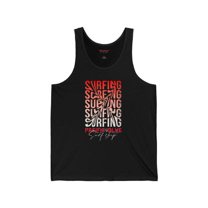 Surfing Red White Swirl 1/ Pacific Blue Surf Shop /WCI/  Tank Top