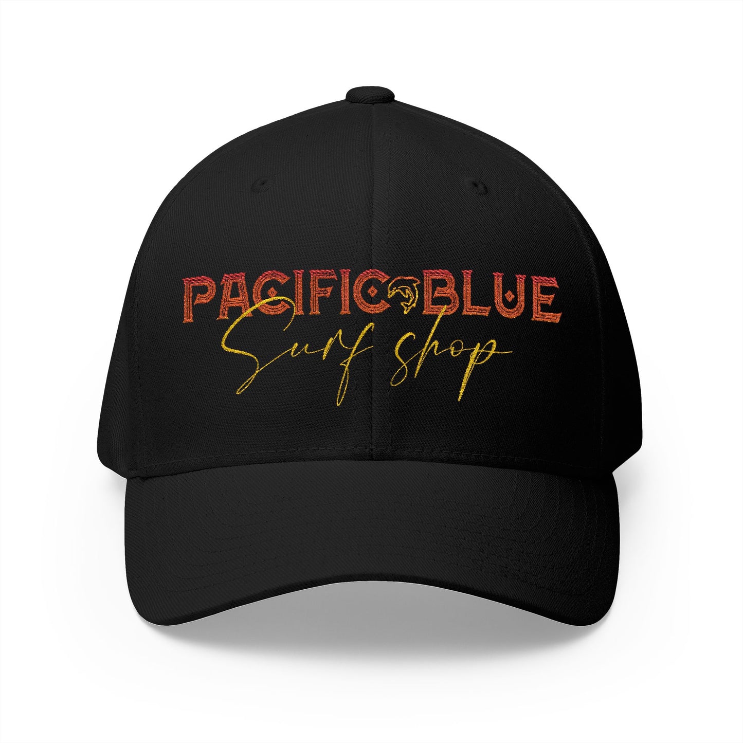 Pacific Blue Surf Shop Sunset Logo Fitted hat  (Embroidery)