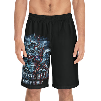 Pacific Blue "Titan" Chrome Skull | Men's Board Shorts